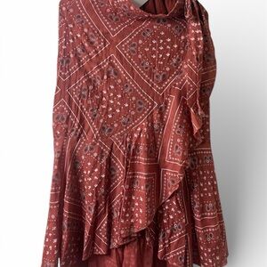 Elegant Paisley Pencil Skirt in Rich Red